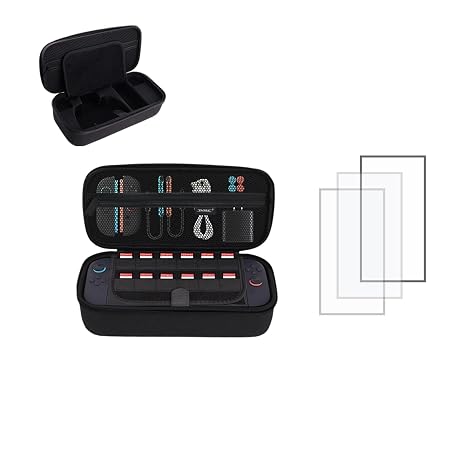 DOBE FOMIS ELECTRONICS Carrying Case Compatible with Switch 2 with 2 Screen Protector Compatible with Switch 2 Waterproof Hard Shell Carry Case Travel Case Accessories Bundle Compatible with Switch2