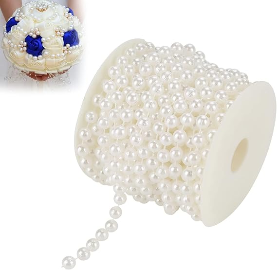 Pearl Garland White 10 m Pearl Chain Pearl Necklace Decoration Pearl Ribbon Pearl Garland Wedding Pearl String for Curtains Made of Pearls Decoration for Crafts