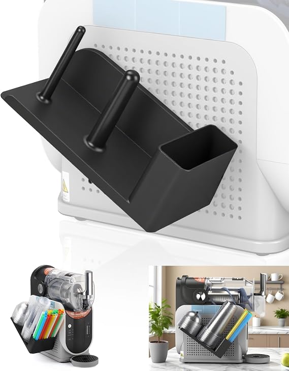 Cup Organizer for Ninja Slushie Machine FS301 & FS300-3-in-1 Side-Mounted Holder for Cups, Lids & Straws - Accessories for Ninja Slushie Machine