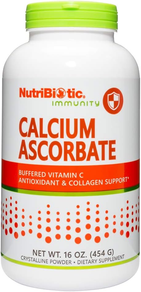 NutriBiotic - Calcium Ascorbate Vitamin C Powder | Essential Antioxidant & Collagen Supplement Buffered with Calcium | Non Acidic & Easier on Digestion Than Ascorbic Acid | Gluten & GMO Free