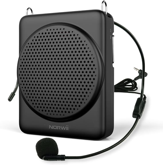 Mini Voice Amplifier with Microphone Headset, Portable Speaker with Mic | Quick Charging Amplifier, Wired Headset Microphone with Speaker for Teachers, Training, Meeting, Tour Guide, Yoga, Classroom