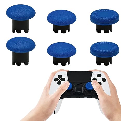 6 Pack Interchangeable Thumbstick Caps for PS5 DualSense Edge Controller Joysticks, DualSense Edge Controller Swappable Thumbsticks Replacement for PS5 Edge Controller (Blue)