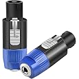 Kumiho Speakon to 1/4 Adapter Connector 2PCS NL4FC Male to 1/4 Inch TS Female Connector Jack with Twist Lock for Mixer Speaker Amplifier
