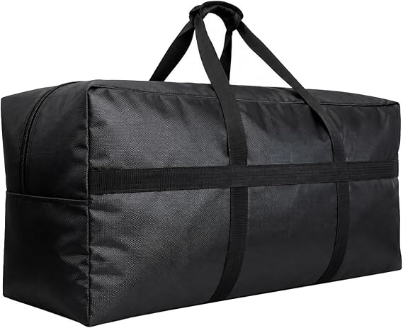 Extra Large Duffle Bag for Travel, Big XL Foldable Duffel Black | Camping Storage Bags with Reinforced Handles & Lockable Zipper - 100L