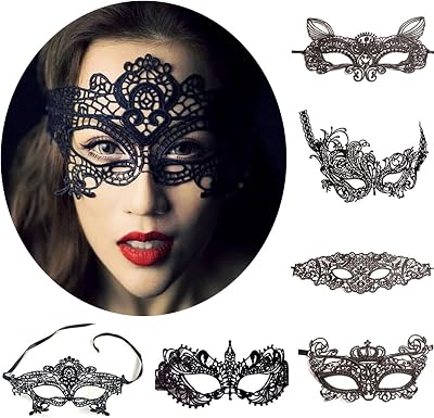 IVYRISE 6 Pcs Masquerade Mask for Women Couples Venetian Lace Eye Mask for Prom Ball Carnival Men Mardi Gras Masquerade Party