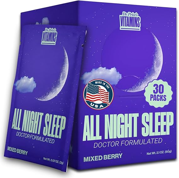 Dr. Price's Vitamins Natural Sleep Aid Powder, Melatonin, Mixed Berry 30pk