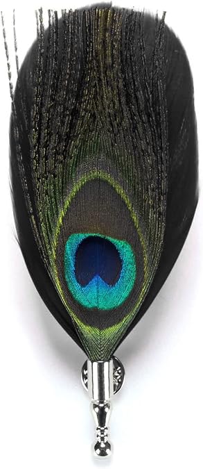 Handmade Peacock Feather Brooch and Lapel Pin for Men and Women - Suit Collar Pin Buckle Accessory