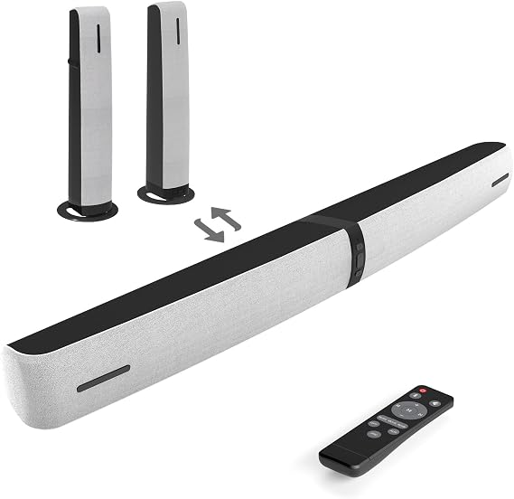 Sound Bar for Smart TV, 90W Soundbar with Bluetooth/ARC/Optical/AUX Connect, Auto Volume Boost, 3 Equalizer Modes, 2 in 1 Detachable Soundbar for TV for TV/PC/Gaming/Projectors