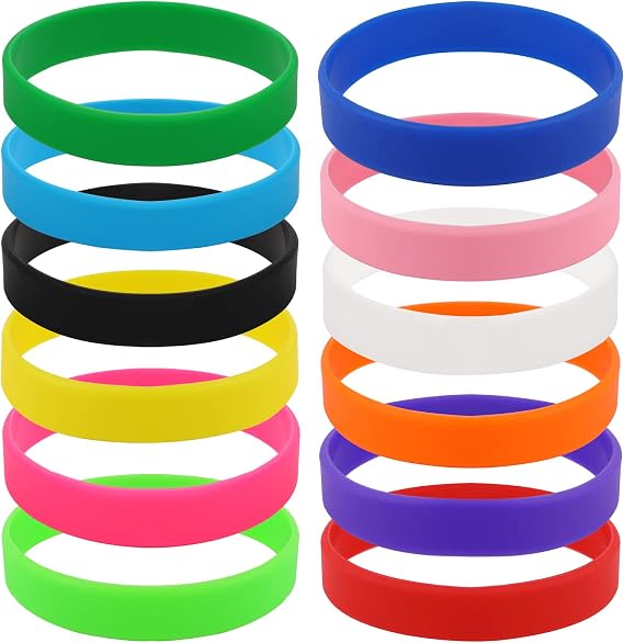 Vin Beauty 12 Pack Silicone Wrist Bands, Assorted Color Rubber Bracelet Kit for Sports, Game, Party Favors, Cup Markers for Women & Men