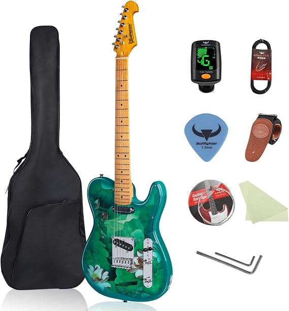Bullfighter Electric Guitar TL Telecaster Adult Beginner Set Rock Pro Performance Electric Guitar Set TL Type SS Pickup lotus