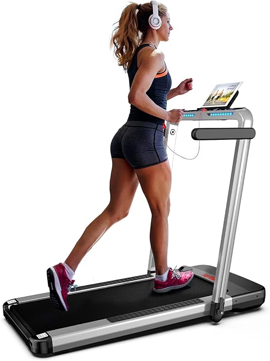 FLYLINKTECH 2 in 1 Folding Treadmill, 2.25HP Under Desk Treadmill Walking Pad with App & Remote Control, Led Display, 380lbs Weight Capacity, Portable Walking Treadmills for Home Office