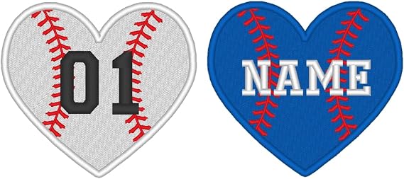 Custom Embroidered Heart Baseball Patch - Ball Sport Team Sew on Patches