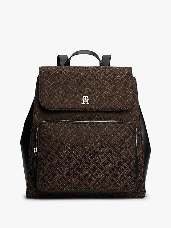 Tommy Hilfiger TH Latam Jacquard Sırt Çantası, Standart, AW0AW18324, Siyah, kadın