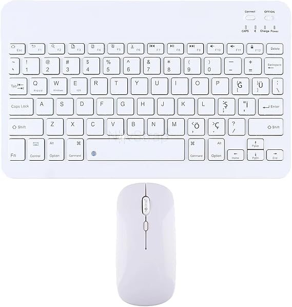 NovStrap Samsung Galaxy Tab S11 / S11 Ultra ile Uyumlu Türkçe Q Bluetooth Klavye Mouse Seti Şarjlı BEYAZ