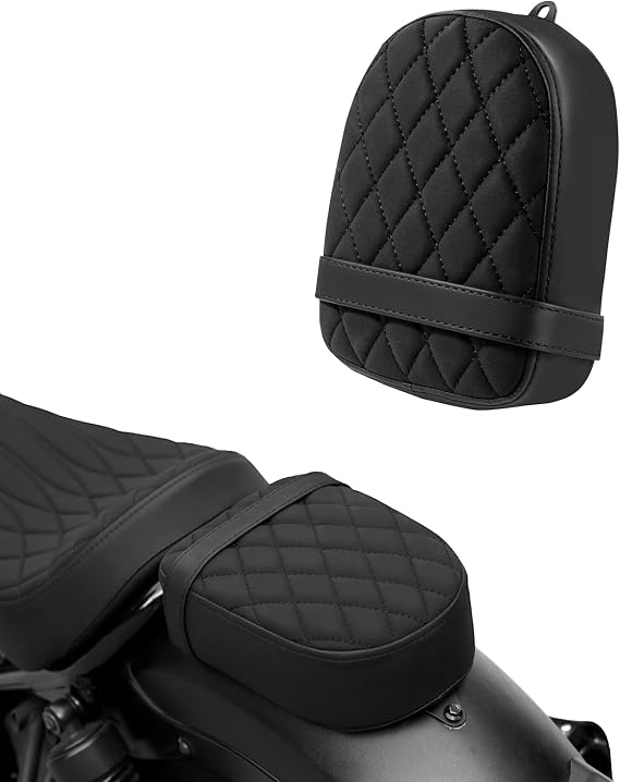 Passenger Seat for Honda Rebel 300/500 2017-2025 Thickened Rear Seat Cushion Compatible with CMX300/500 Black Stitching Diamond Pattern