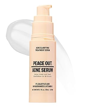 PEACE OUT Acne Serum with 2% Salicylic Acid and Niacinamide, Daily Acne Face Treatment to Help Unclog Pores, Reduce Pimple Breakouts, Blackheads, and Improve Skin Texture (1 fl oz)