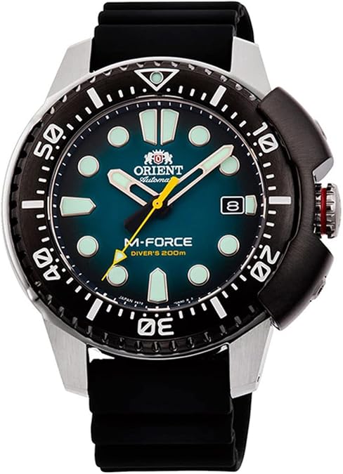 ORIENT Orient RA-AC0L04L Men's M-Force Delta Rubber Strap Blue Dial Automatic Dive Watch