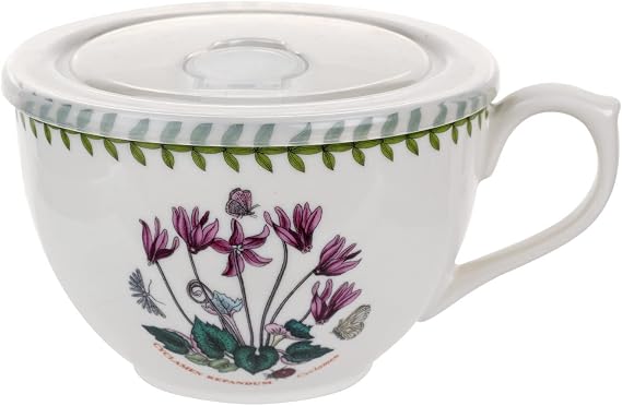 Portmeirion Botanic Garden 20 Oz Jumbo Mug With Lid - Cyclamen Motif