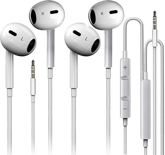 2 Pack 3.5mm Headphones for iPhone, iPad, Mac and PC for Most 3.5mm Jack