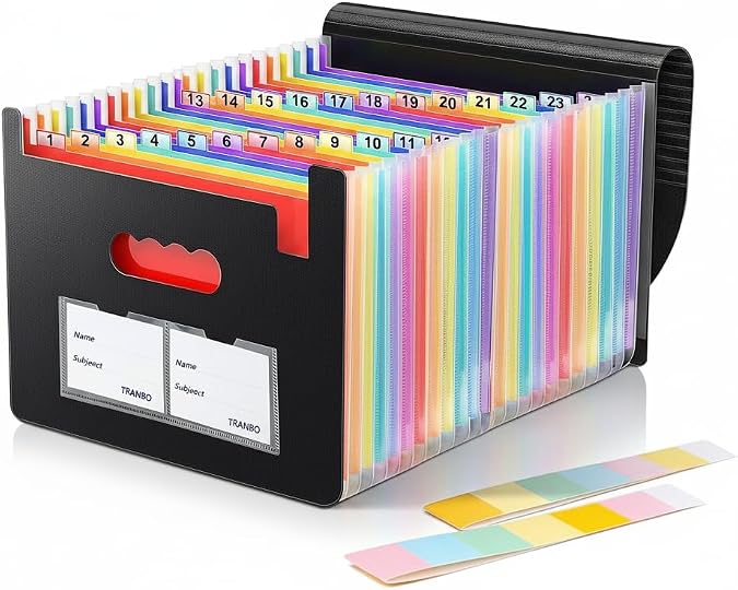 13 Pockets Expanding File Folder with Zipper Closure, A4 Plastic Document Wallet Organizer with Handy Front Pocket for Personal Office Stationary Storage