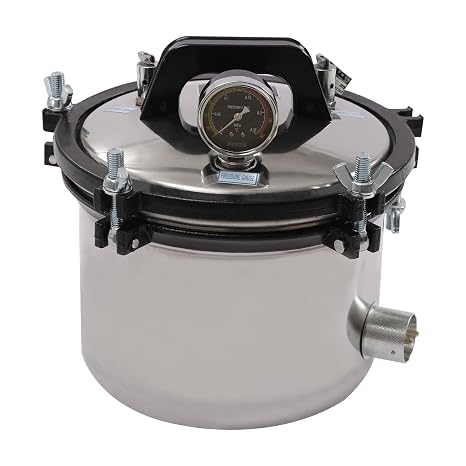 8L Pressure Steam Autoclave Sterilizer,8.5 QT Stainless Steel High Pressure Steam Cleaning Machine Portable Lab Equipment Shell Pressure Canner w/Dual Valve for Laboratory and Home Use