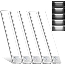5 Pack Dimmable Under Cabinet Lighting, 32 LED Rechargeable Battery Motion Sensor Light Indoor, Stick On Magnetic Closet Lights, Under Counter Lights for Kitchen, Stairs, White Light 8 in