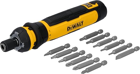 DEWALT Cordless Screwdriver, 4V USB Rechargeable Electric Screwdriver with 12 pcs Screwdriver Bit Set, LED Light, FLEXDRIVE Control, Compact, Ergonomic (DWHT66719)