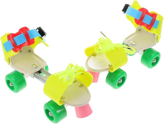 SUPVOX Adjustable Quad Roller Skates for Boys, Four-Wheel Yellow Roller Skate Shoes with Sturdy Wheels for Indoor and Outdoor Skating