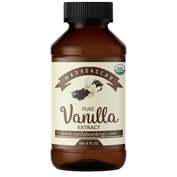 Organic Vanilla Extract - Made with Bourbon Madagascar Vanilla Beans - 4 fl oz For Baking, Desserts, Home Cooking and Chefs