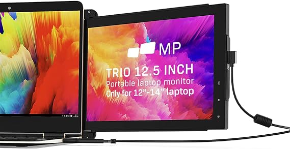 Trio Portable 12.5" Full HD IPS Display for Laptops, Dual-Side Sliding, USB A/Type-C Plug and Play (1 x 12.5 Monitor)