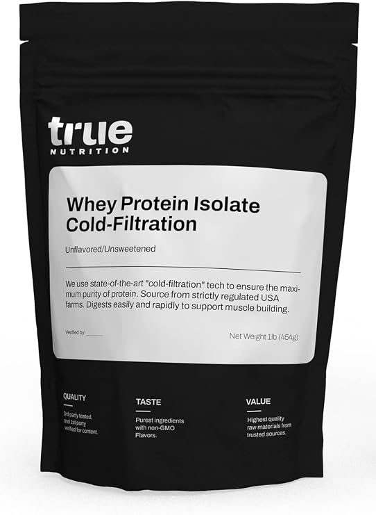 True Nutrition Whey Protein Isolate, Unflavored, 1lb
