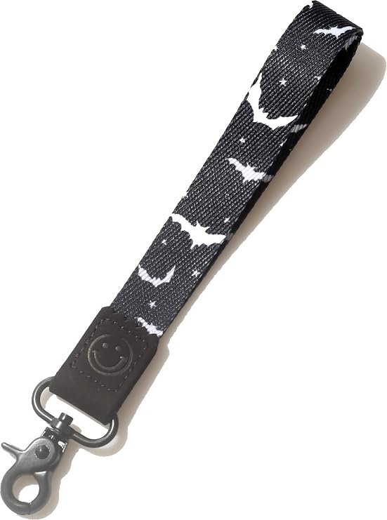 DQL Halloween Gifts Bats Print key lanyard, wristlet strap for key, gothic wrist lanyard keychain, short key lanyard