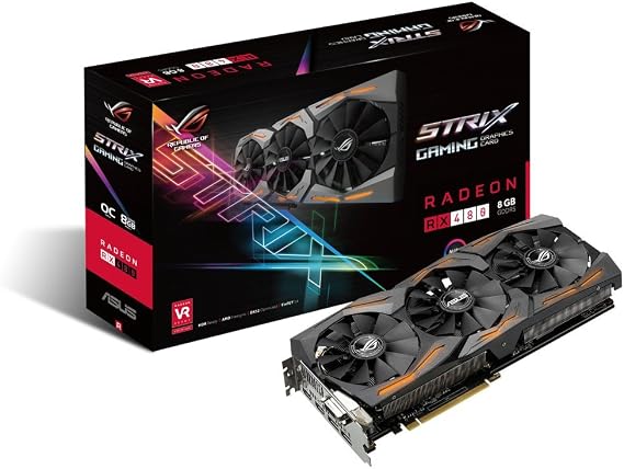 ASUS ROG Strix Radeon Rx 480 8GB DP 1.4 HDMI 2.0 Polaris Vr Ready Premium Graphics Cards STRIX-RX480-8G-GAMING