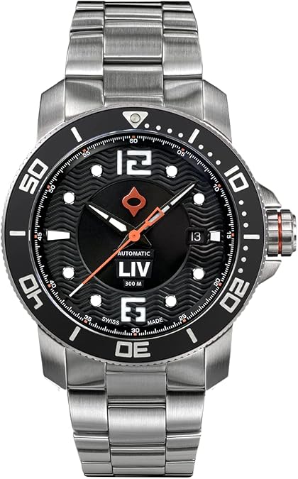 LIV GX-Diver's 41MM Swiss Auto -1000 Ft Water Resistant -316L- Unidirectional Ceramic Bezel - BGW9 Luminova - Scratch Resistant Sapphire Crystal - Dive Watch