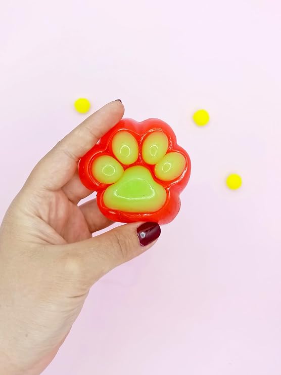 Sevimli Küçük Squishy Kedi Pati Sıkma 7 cm Pati Sukuşi - Kırmızı