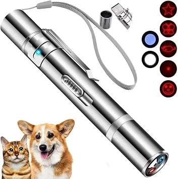 Laser Pointer, Cat Toys, Cat Laser Pointer with 3 Light Modes & 5 Fun Patterns,Portable Interactive Kitten Pet Bird Dog Cat Mouse Toy for Fun Chase Play Exercise