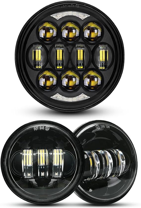 LX-LIGHT Black 5.75 inch LED Headlight + 4.5 inch LED Passing Lights