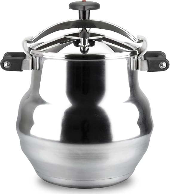 Magefesa Alustar 23.2-Quart Aluminum Pressure Cooker Extra-Thick Construction, Thermodiffusion Base, 3 Safety Systems, Professional-Grade
