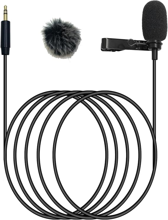 Lavalier Lapel Microphone Condenser Mic Condenser Wired Clip On Lav Mic (Straight 3.5mm TRS Plug for DJI and for Rode)