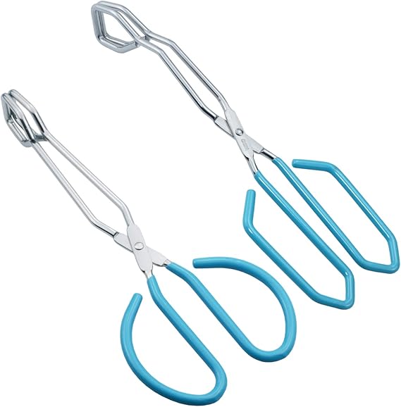 HINMAY Scissor Style Tongs 10 Inches and 11 Inches Set Stainless Steel Grilling Tongs Hotdog Tongs, Set of 2