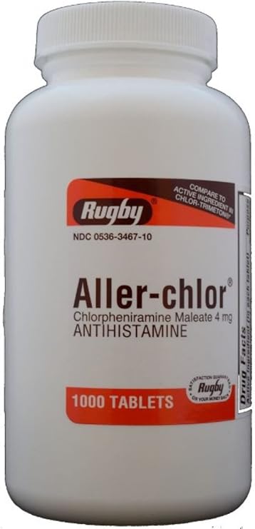 Chlorpheniramine Maleate 4mg?Generic for Chlor-Trimeton Allergy 1000 Tablets per Bottle