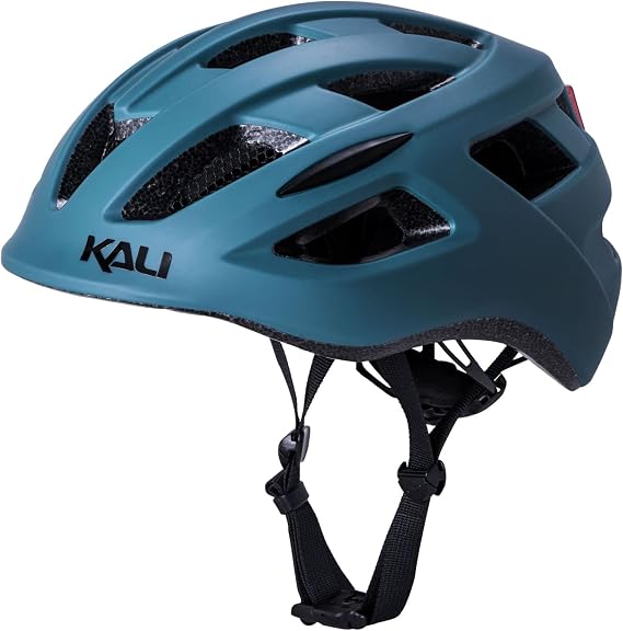 Kali Protectives Central Cycling Helmets for Adults; Mountain Bike Helmets for Men and Women with Integrated Visor; Micro USB Rechargeable Flashing Rear Light Safety Helmet