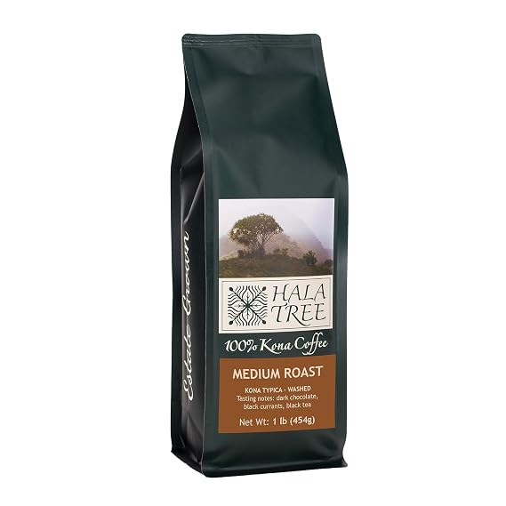 Hala Tree Coffee 100% Hawaiian Kona Coffee - Medium Roast, 1Lb
