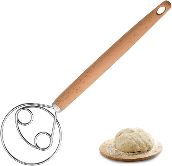 Stainless Steel Danish Dough Whisk,10 Inch Dutch Dough Whisk