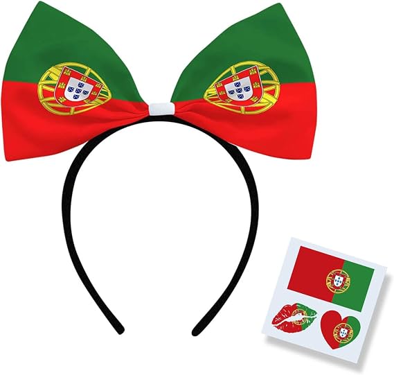 2026 Soccer World Cup Flag Bow Headband with Bonus Flag Tattoo Soccer Fan Hair Accessory, National Team Cheer Hair Hoop for Watch Party, Game Day Spirit Wear for Women Girls