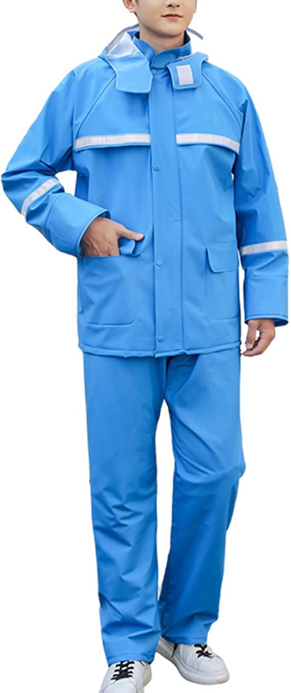 Rain Suit Jacket and Trouser Suit for Men, Outdoor All-Sport Waterproof Breathable Anti-storm Raincoat, Motorcycle Rain Gear