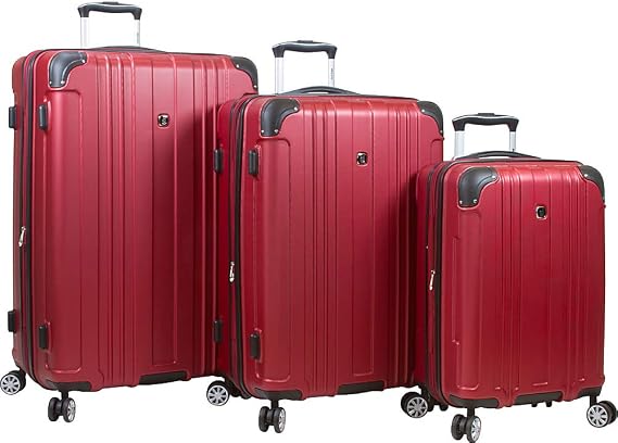 Dejuno Kingsley Abs 3-piece Hardside Spinner Luggage Set - Burgundy Luggage Set, Burgundy