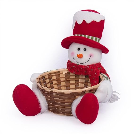 NFNSIG Christmas Candy Storage Basket, Santa Snowman Candy Basket, Christmas Candy Bowl Candy Dish, Christmas Sugar Container for Table Desk Decor Gift(#2)