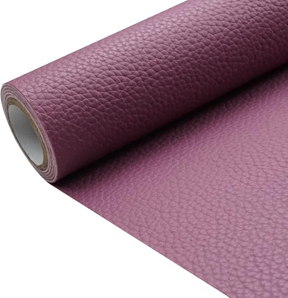 Lilac Litchi Texture PU Fabric Leather 11.8x53.14 Inch(30x135 CM) 1.13mm Thick Faux Synthetic Leather Material for Upholstery Crafts, DIY Sewings, Sofa, Handbag, Earrings, Hair Bows Decorations