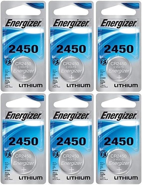 Energizer CR2450 Lithium Battery, 3v ECR2450, Qty 6